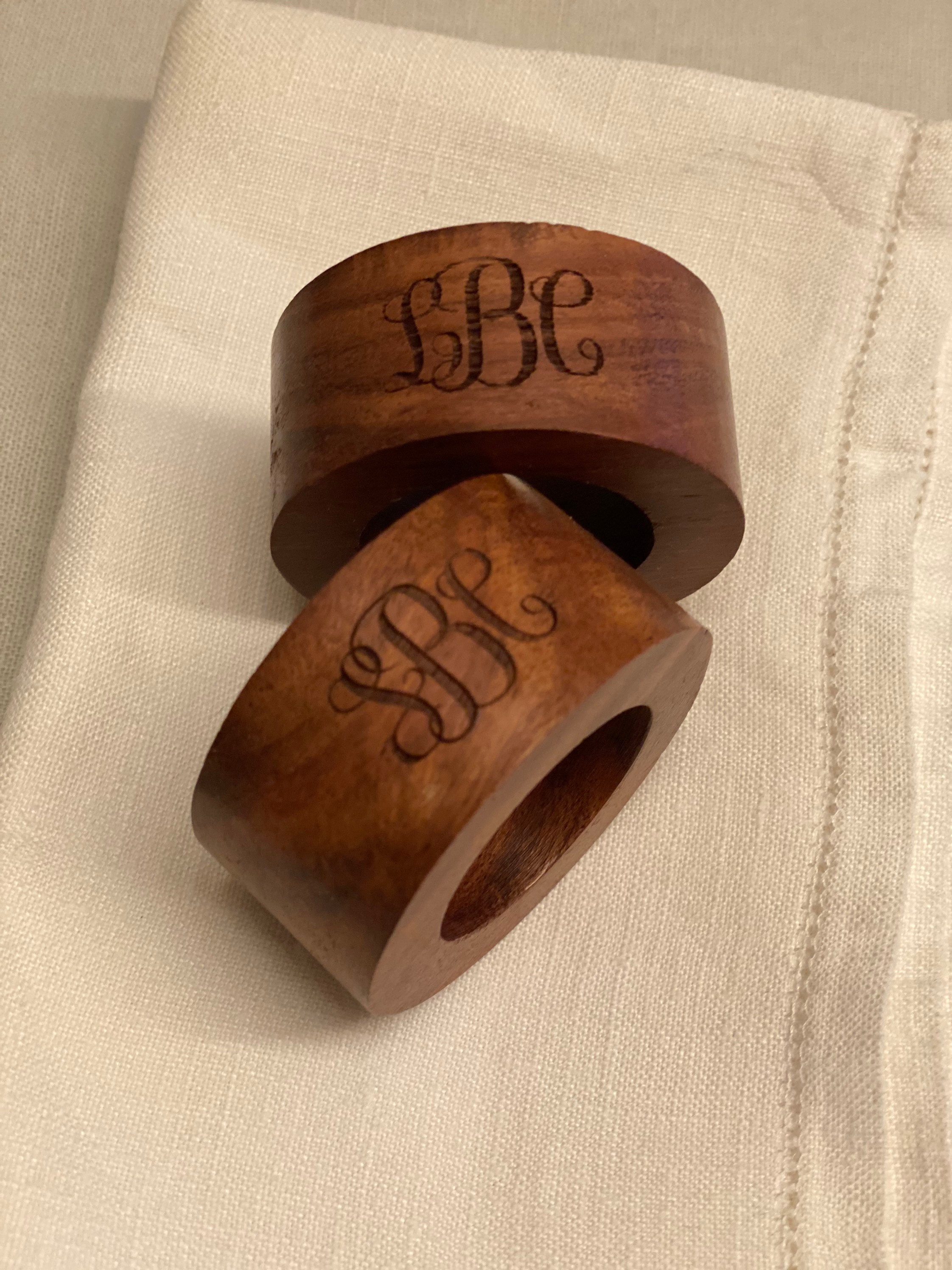 1 Sample Engraved Wooden Napkin Ring, Napkin Holder. Rustic Napkin Rings,  Natural Napkin Rings, Wood Place Card, Reclaimed Wood Napkin Ring 