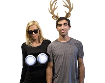 Deer in the Headlights Couples Halloween Costume Pun play on words Adult Funny Haloween men women Deer Antler headband Costume Idea humor