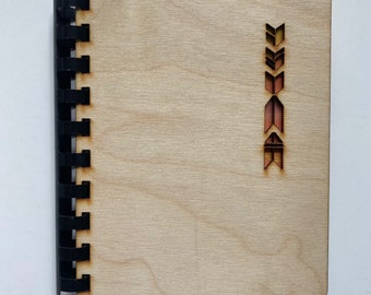 Tribal arrow blank sketchbook notebook journal real wood Laser Cut handmade unique Bambi gift