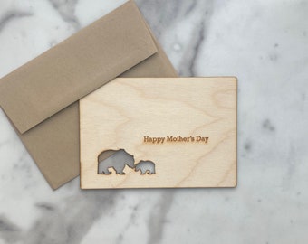 Engraved laser cut wood mama bear Happy Mother’s Day card