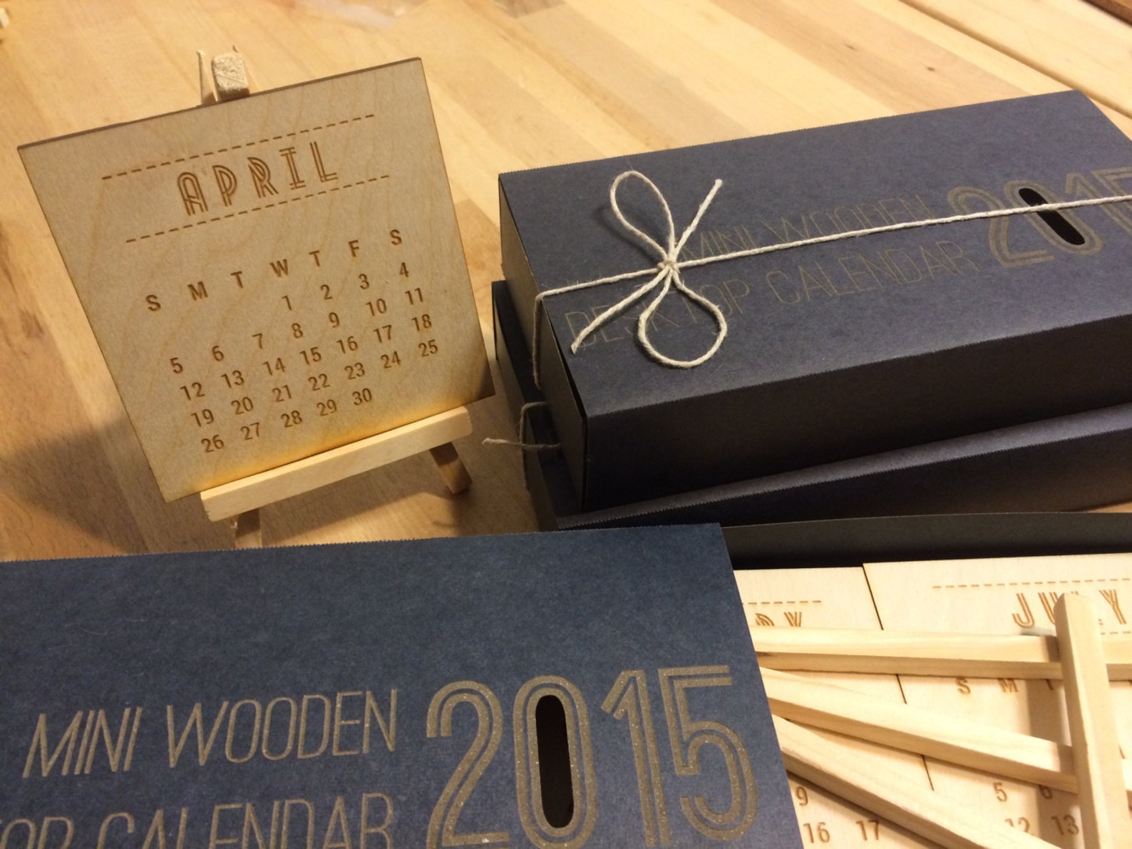 Mini Wooden Desktop Calendar Laser Etched Wood Desk Calendar Etsy