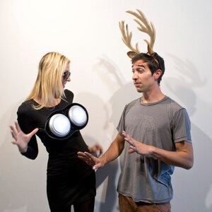 Deer in the Headlights Couples Halloween Costume Pun play on words Adult Funny Haloween men women Deer Antler headband Costume Idea humor image 2