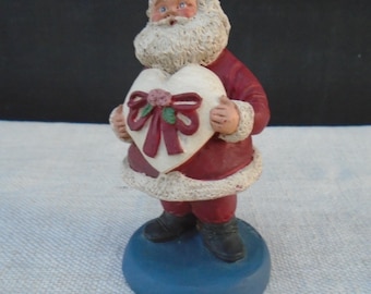 Vintage Carved Resin February Santa Valentine Figure 1991 Signed