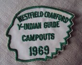 Vintage Y Indian Guides Westfield-Cranford Campouts 1969 Sew On Patch Indian Head Shape Patch