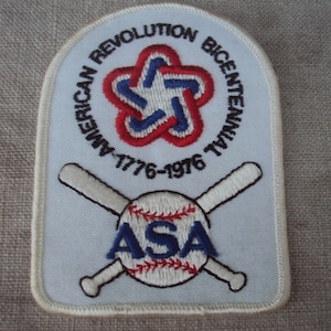vintage ASA  Patch Amateur Softball ASSN. Patch Baseball Patch American Revolution Bicentennial Patch
