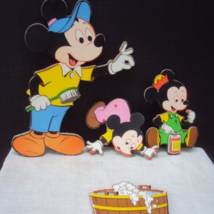Vintage 50s Walt Disney Productions Mickey Mouse Pin Ups Decoração de berçário pendurado na parede Decoração de quarto de criança vintage