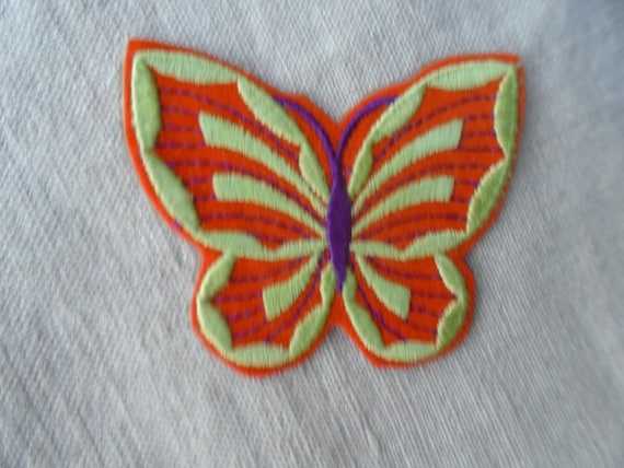 vintage 70s Yellow and Orange Butterfly Figural Sew On Patch