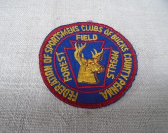 Vintage 60s Federation of Sportsmen's Clubs of Bucks County PA Association Sew On Patch