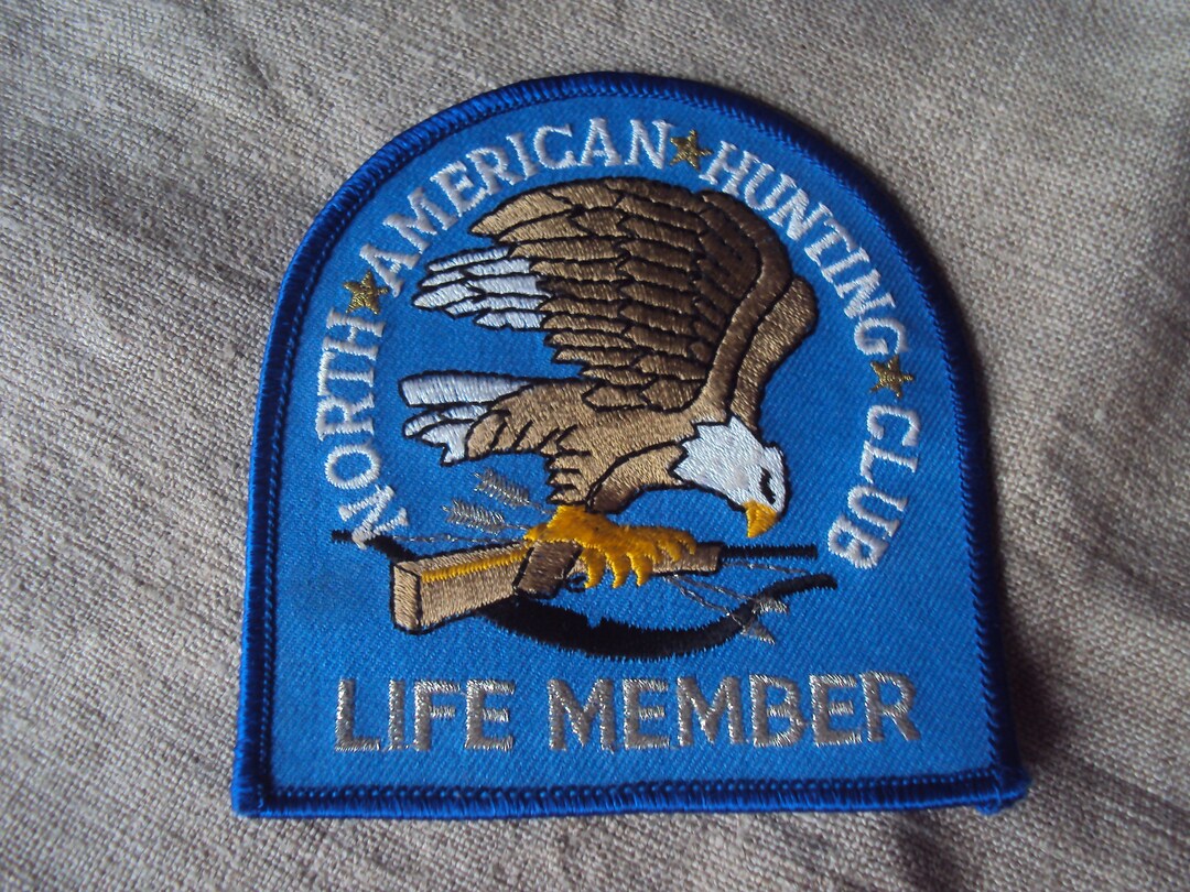Large Vintage North American Hunting Club Life Member Iron on Sew on