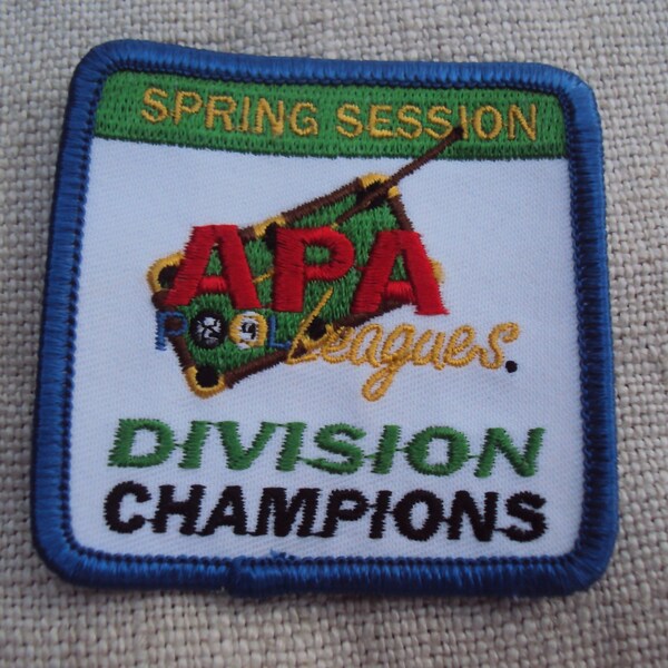 Vintage APA Leagues Uniform Pool League Spring Session Division Champions  Sew  On Patch