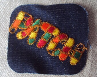 vintage 70s denim żelazko na naszywka naszywka komiks naszywka motto hippie naszywka