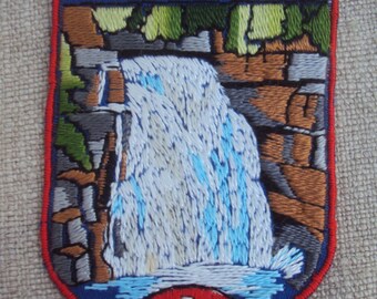 Vintage Saut-Du-Doubs Waterfall Travel Sew On  Patch