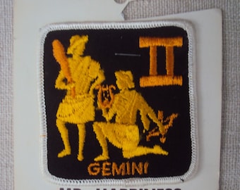 Vintage 70s Gemini Astrology Zodiac Sew On Patch