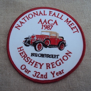 Vintage 80s National Fall Meet AACA 1987 Hershey Region 32nd Year Car Club Sew On Patch