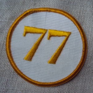 Vintage  1970s  NUMBER 77 Variety Of Colors Stick On Sew On  Uniform Patch Graduation Year Patch