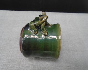 Vintage Tiny Ceramic Frog PLANTER 2.5 Inches Tall