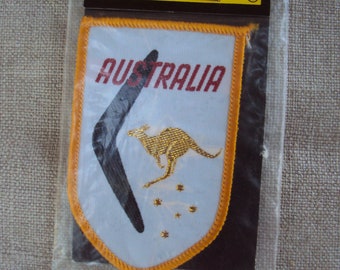 Vintage 1970er Australien Känguru Boomarang Reise Patch New Old Stock Souvenir Patch