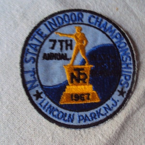 Vintage Lincoln Park New Jersey 77th Annual State Indoor Championships 1967 Sew On Patch