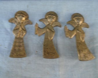 3 Vintage 1970s Molded Plastic Angel Ornaments Floral Picks Hong Kong Christmas Supply
