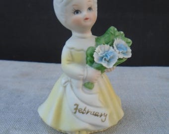 Vintage Brinn's Ceramic February Girl Birthday Figurine
