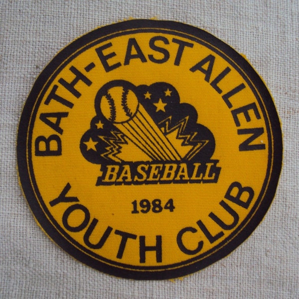 vintage  Extra Large 1984 Bath-East Allen Youth Club Sew On Felt  Patch Baseball Patch