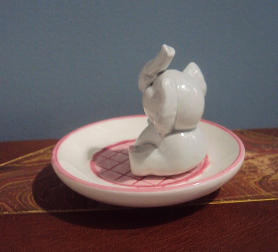 Vintage Ceramic Elephant Ring Holder Jewelry Dish… - image 5