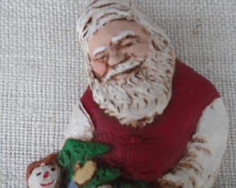 Vintage Ephraim Święty Mikołaj z workiem na zabawki z żywicy na półce