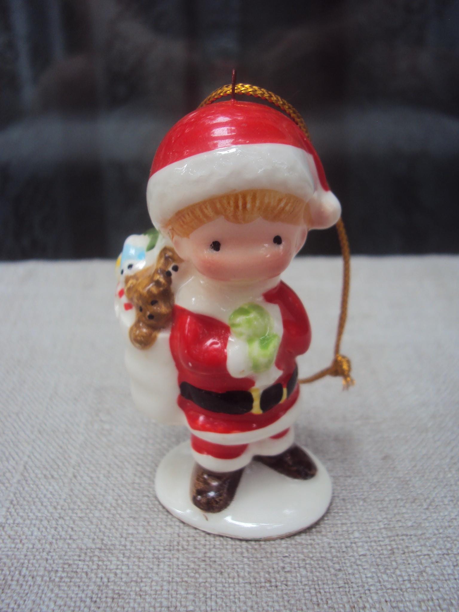 Vintage Joan Walsh Anglund 1981 Christmas Ornament Santa Boy With