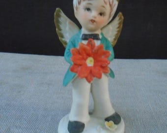 Vintage Brinn's December Angel Christmas Angel Boy Missing Flower Bud