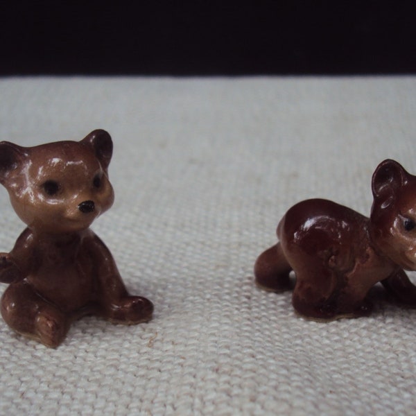 2 Teeny Tiny Vintage Bone China Miniature Hagen Renaker Baby Bears Cubs Bear Lovers Gift