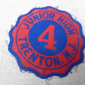 Vintage Junior High Trenton NJ School 4 Felt Sew On Jacket Patch