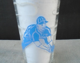 Vintage Baseball Player Beverage Drinking Glass 5" Tall Tiny Nick
