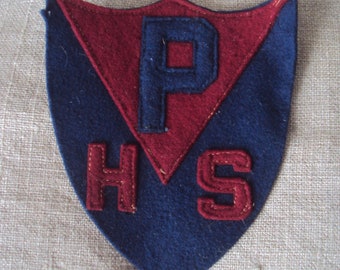 Vintage 1950s P. H. S. Parkland High School Shield Felt Sew On Jacket Patch