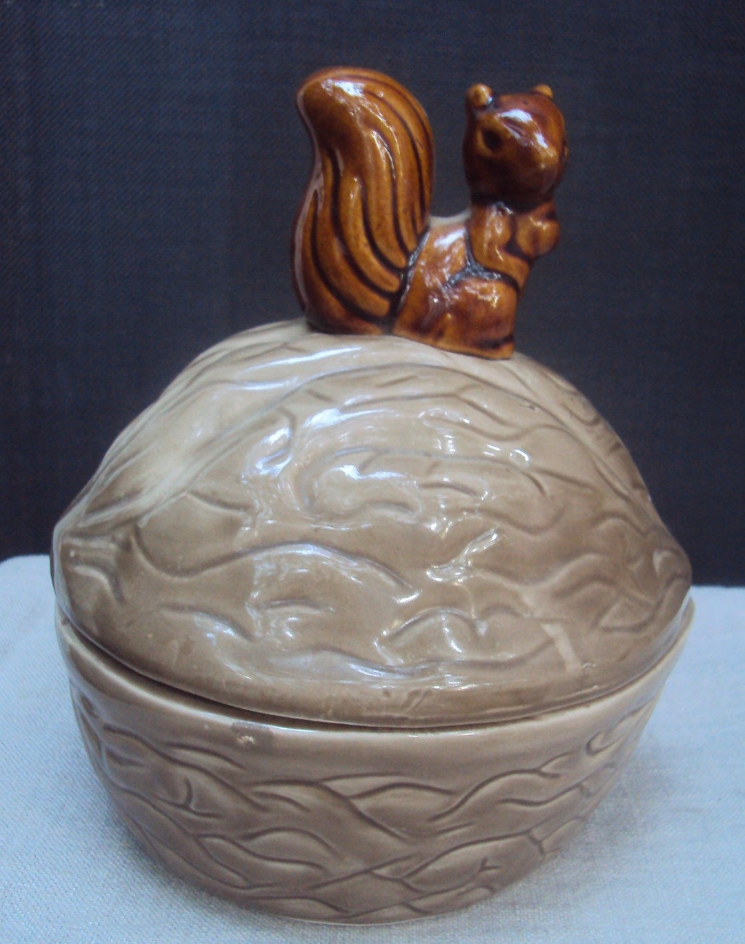 Vintage Woodland Ceramic Squirrel Nut Dish Made in Taiwan by Etsy