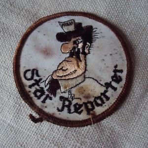 Vintage 1960er Jahre Star Reporter Aufnäher Beruf Comic Patch Crazy News Reporter Aufnäher