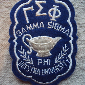 Vintage 50er Jahre 60er Jahre Nähen auf Bruderschaft Schild Wappen Patch für Gamma Sigma PHI Hofstra Universität