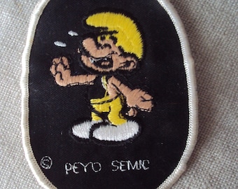 vintage 80s   Smurf Sew On Patch PEYO SEMIC