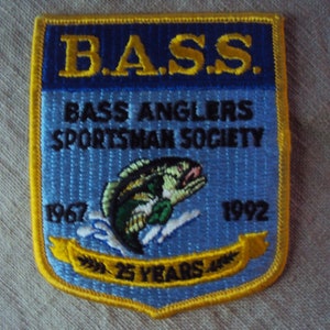2 Vintage B.A.S.S. Patch Shield Bass Anglers Sportsman Society