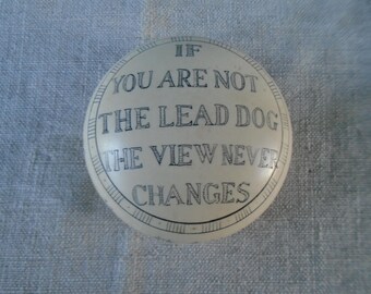 Vintage Made in England Lead Dog Quote Husky Sled Team Paper Weight Novelty