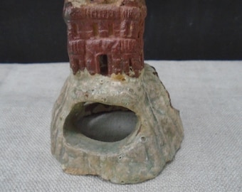 Vintage Glazed Redware Pottery Hand Made Gazebo Aquarium Zen Fairy Garden Structure