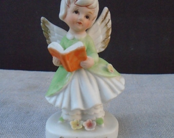 Vintage Brinn Ceramic September Birthday Angel Girl Number AMA-112 Chipped Flower