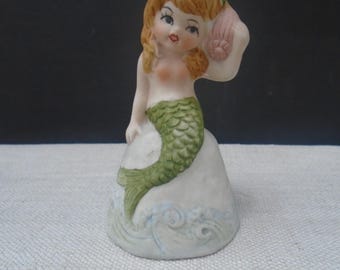 vintage ceramic mermaid bell 1970s ceramic bell