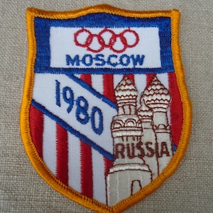 Vintage Olympische Sommerspiele Moskau 1980 Aufnäher in Schildform
