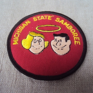 Vintage Michigan State Samboree Camper Comic Patch Sew On Patch Camping Patch