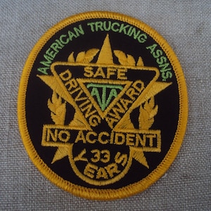 Vintage 1960s  American Trucking Assns Safe Driver Award No Accident 33 Years Sew On Iron On Patch