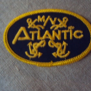 Parche de viaje vintage de los años 60 del M/V Atlantic para coser