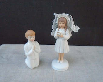 Vintage 1990s First Holy Communion Boy and Girl Figurines