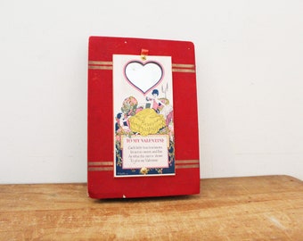 Vintage  Red Valentines Day  Bon Bon Candy Box With Mirror