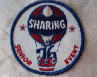 Vintage 76 SHARING Senior Event Sew On Patch Hot Air Balloon Patch
