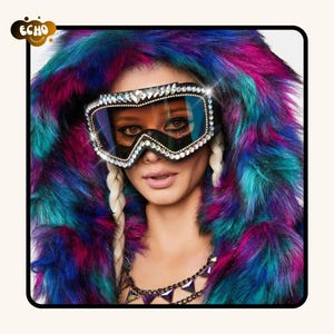 Oversized Diamond Ski Goggles – Sparkly Snowboarding Sunglasses for Women & Men | Bling Winter Festival Glasses